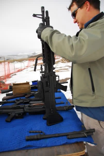 Weapons line prepared for a live-fire range demonstration